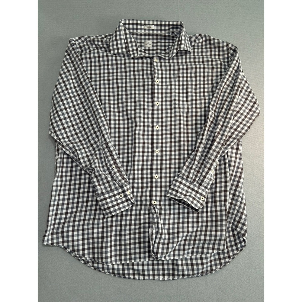 Peter Millar Button Down Shirt Mens XXL Brown Gingham Check Long Sleeve Cotton - Picture 1 of 5